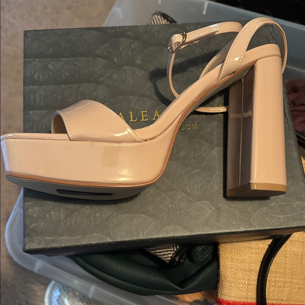 AKIRA Noelle Platform Sandals in Nude